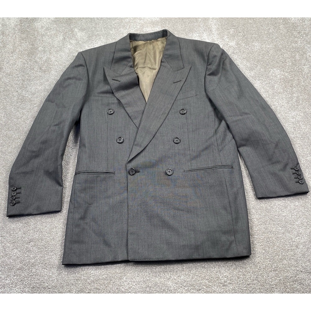 Adrian Dules Men's Suit Coat Blazer  Size 40 Gray Double Breasted